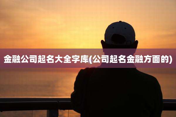 金融公司起名大全字库(公司起名金融方面的)