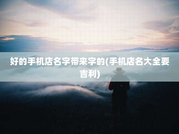 好的手机店名字带来字的(手机店名大全要吉利)