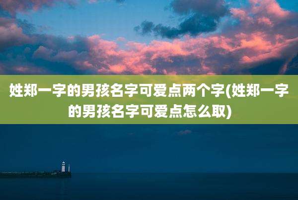 姓郑一字的男孩名字可爱点两个字(姓郑一字的男孩名字可爱点怎么取)