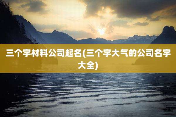 三个字材料公司起名(三个字大气的公司名字大全)