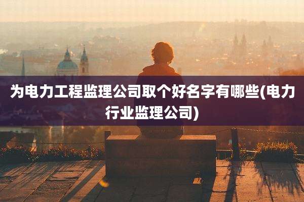 为电力工程监理公司取个好名字有哪些(电力行业监理公司)