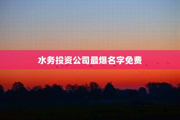 水务投资公司最爆名字免费