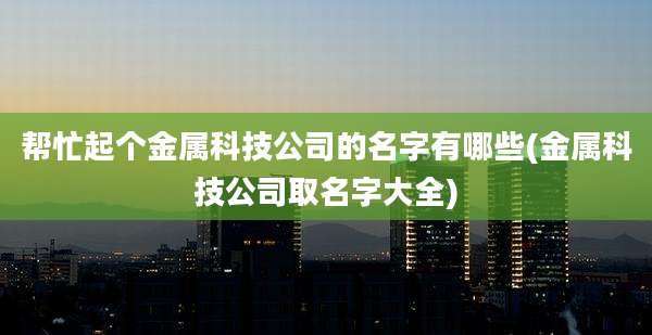 帮忙起个金属科技公司的名字有哪些(金属科技公司取名字大全)