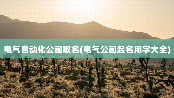 电气自动化公司取名(电气公司起名用字大全)