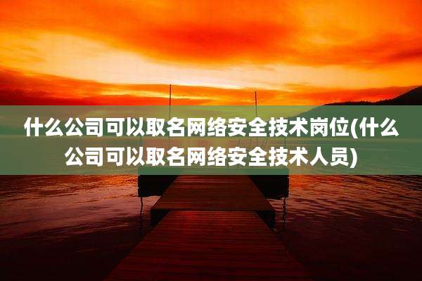 什么公司可以取名网络安全技术岗位(什么公司可以取名网络安全技术人员)