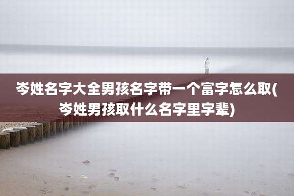 岑姓名字大全男孩名字带一个富字怎么取(岑姓男孩取什么名字里字辈)