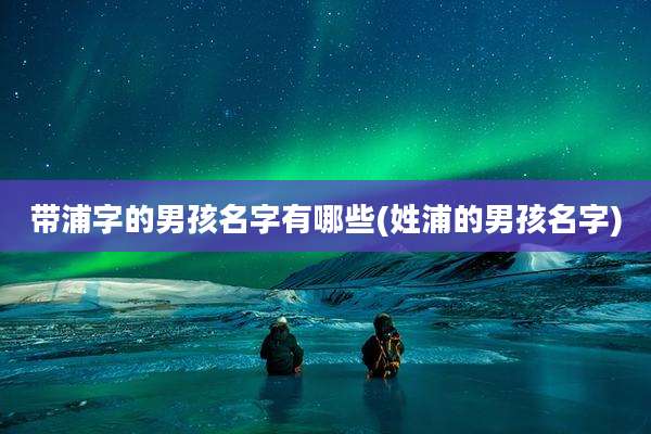 带浦字的男孩名字有哪些(姓浦的男孩名字)