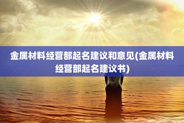 金属材料经营部起名建议和意见(金属材料经营部起名建议书)