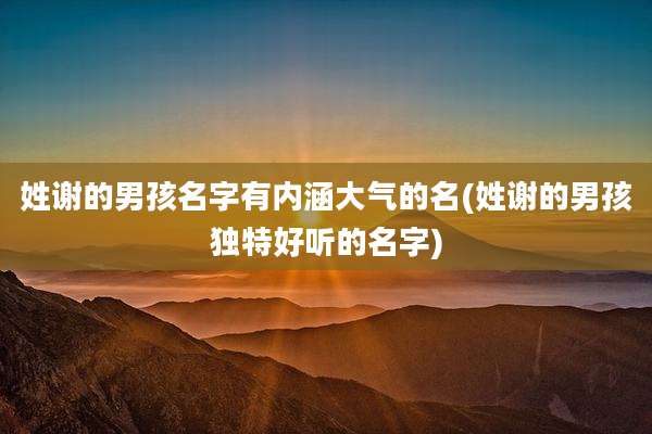 姓谢的男孩名字有内涵大气的名(姓谢的男孩独特好听的名字)