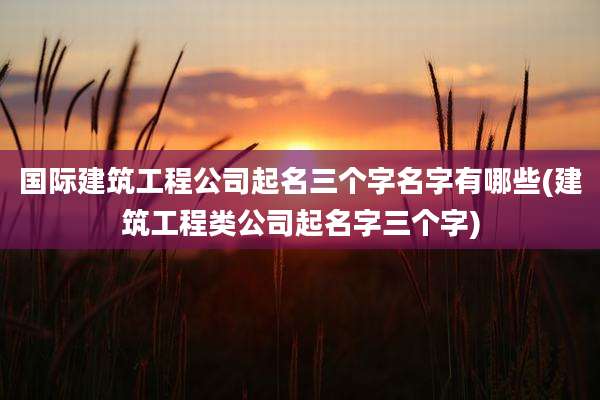 国际建筑工程公司起名三个字名字有哪些(建筑工程类公司起名字三个字)