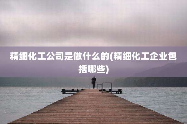 精细化工公司是做什么的(精细化工企业包括哪些)