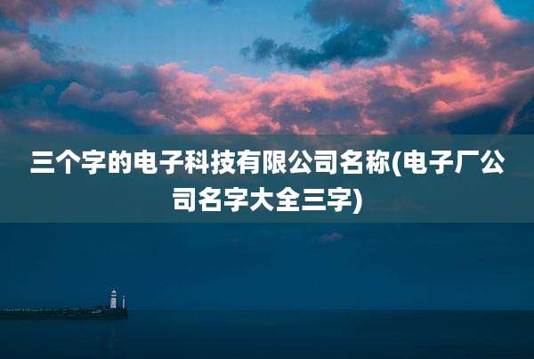 三个字的电子科技有限公司名称(电子厂公司名字大全三字)