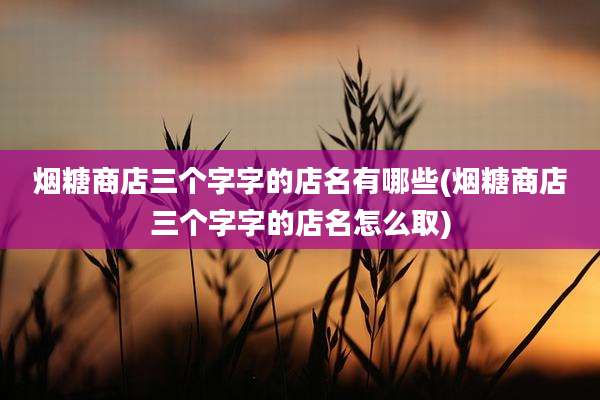 烟糖商店三个字字的店名有哪些(烟糖商店三个字字的店名怎么取)