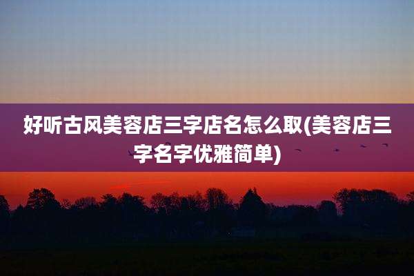 好听古风美容店三字店名怎么取(美容店三字名字优雅简单)