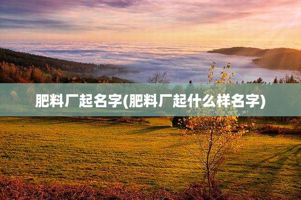 肥料厂起名字(肥料厂起什么样名字)