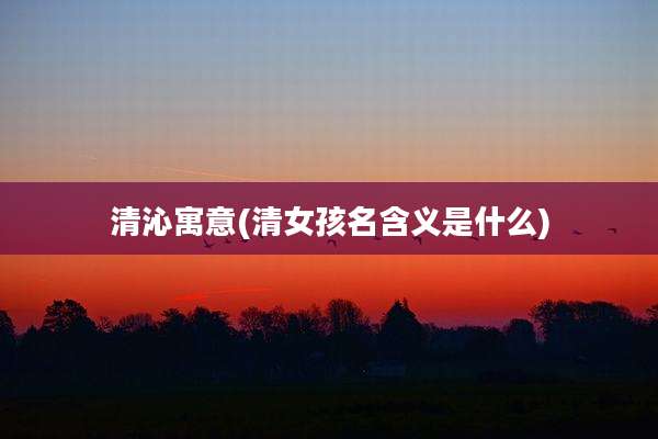 清沁寓意(清女孩名含义是什么)