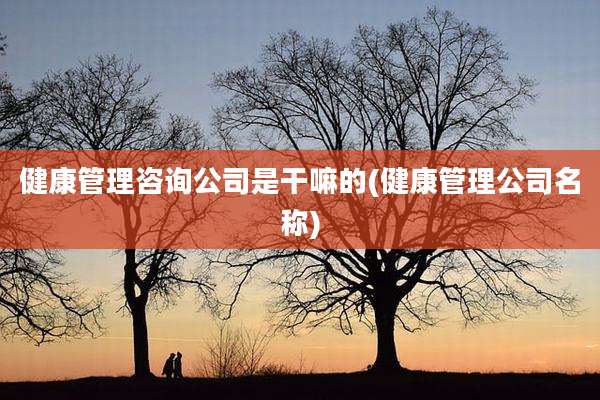 健康管理咨询公司是干嘛的(健康管理公司名称)