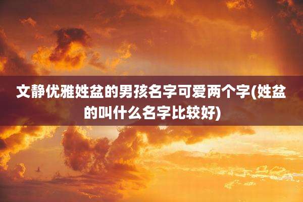 文静优雅姓盆的男孩名字可爱两个字(姓盆的叫什么名字比较好)