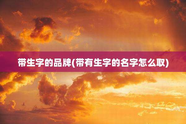 带生字的品牌(带有生字的名字怎么取)