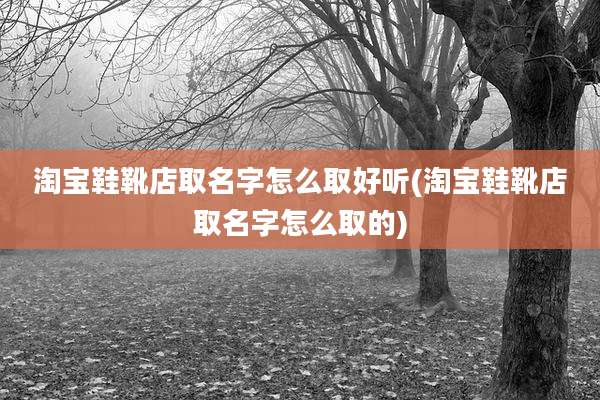淘宝鞋靴店取名字怎么取好听(淘宝鞋靴店取名字怎么取的)