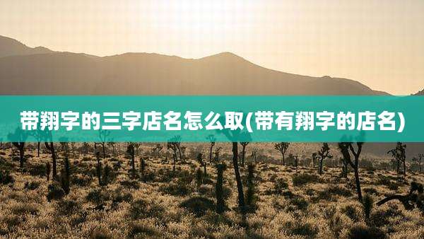 带翔字的三字店名怎么取(带有翔字的店名)