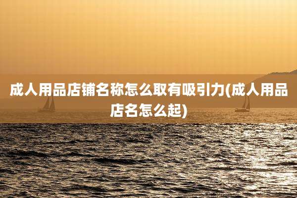 成人用品店铺名称怎么取有吸引力(成人用品店名怎么起)