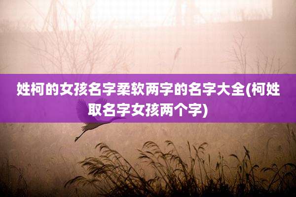 姓柯的女孩名字柔软两字的名字大全(柯姓取名字女孩两个字)
