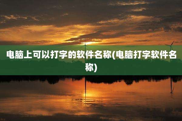 电脑上可以打字的软件名称(电脑打字软件名称)