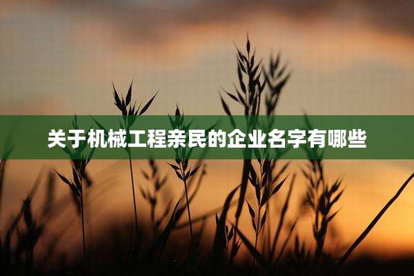 关于机械工程亲民的企业名字有哪些