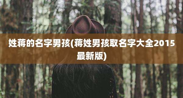 姓蒋的名字男孩(蒋姓男孩取名字大全2015最新版)