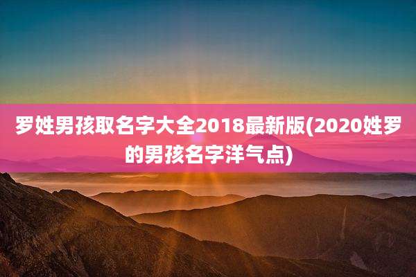罗姓男孩取名字大全2018最新版(2020姓罗的男孩名字洋气点)