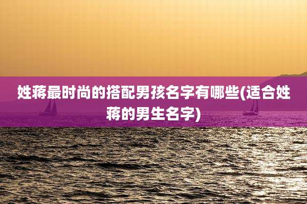 姓蒋最时尚的搭配男孩名字有哪些(适合姓蒋的男生名字)