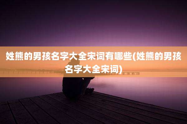 姓熊的男孩名字大全宋词有哪些(姓熊的男孩名字大全宋词)