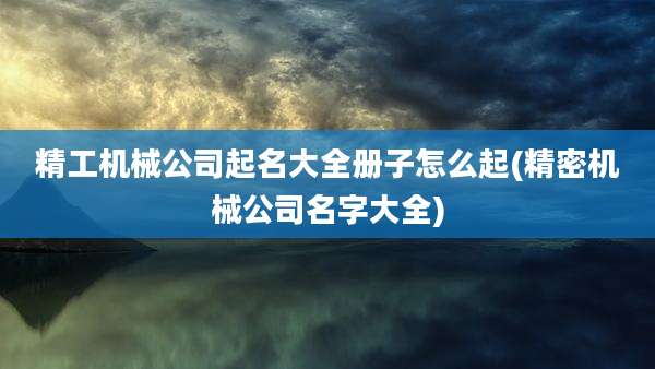 精工机械公司起名大全册子怎么起(精密机械公司名字大全)