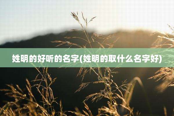 姓明的好听的名字(姓明的取什么名字好)