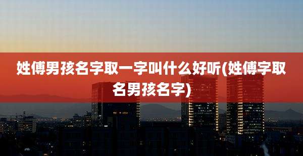 姓傅男孩名字取一字叫什么好听(姓傅字取名男孩名字)