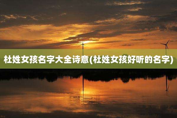 杜姓女孩名字大全诗意(杜姓女孩好听的名字)