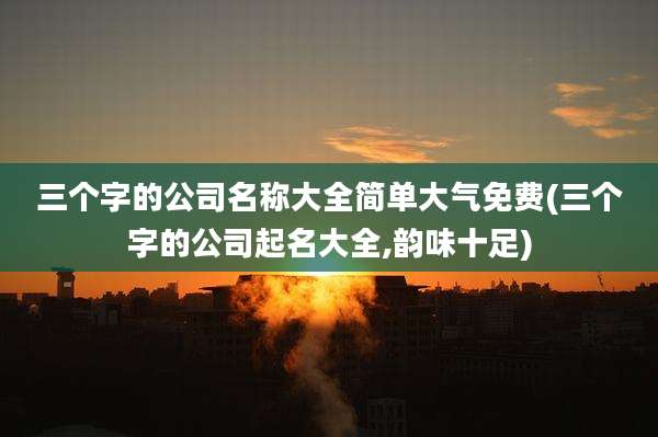 三个字的公司名称大全简单大气免费(三个字的公司起名大全,韵味十足)