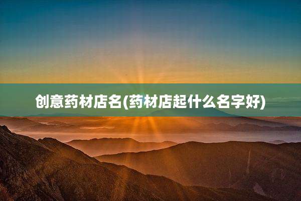 创意药材店名(药材店起什么名字好)