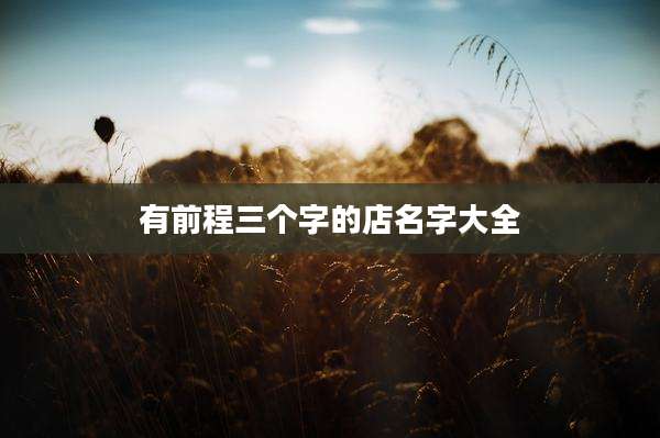 有前程三个字的店名字大全