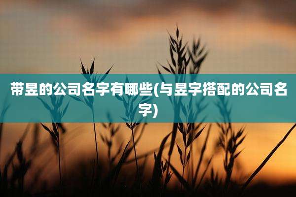 带昱的公司名字有哪些(与昱字搭配的公司名字)
