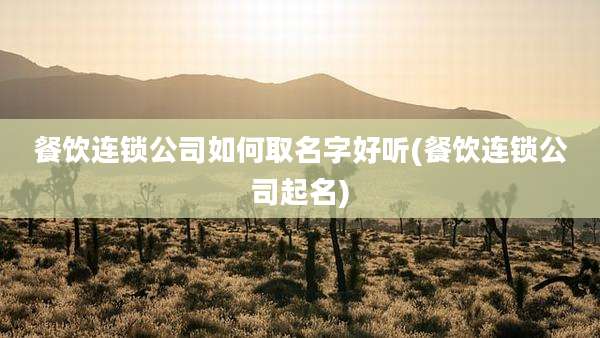 餐饮连锁公司如何取名字好听(餐饮连锁公司起名)