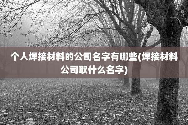 个人焊接材料的公司名字有哪些(焊接材料公司取什么名字)