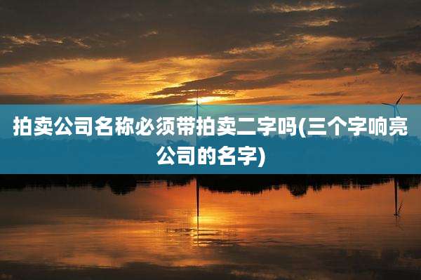 拍卖公司名称必须带拍卖二字吗(三个字响亮公司的名字)