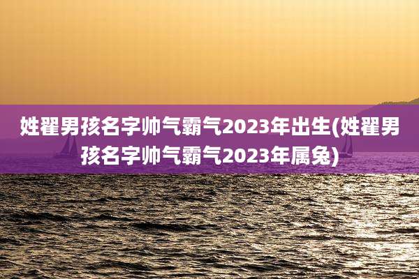 姓翟男孩名字帅气霸气2023年出生(姓翟男孩名字帅气霸气2023年属兔)