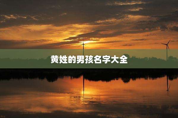 黄姓的男孩名字大全