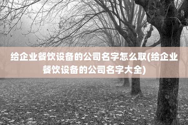 给企业餐饮设备的公司名字怎么取(给企业餐饮设备的公司名字大全)