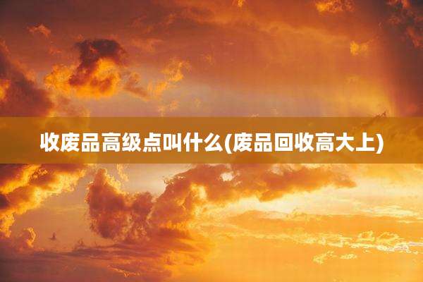 收废品高级点叫什么(废品回收高大上)