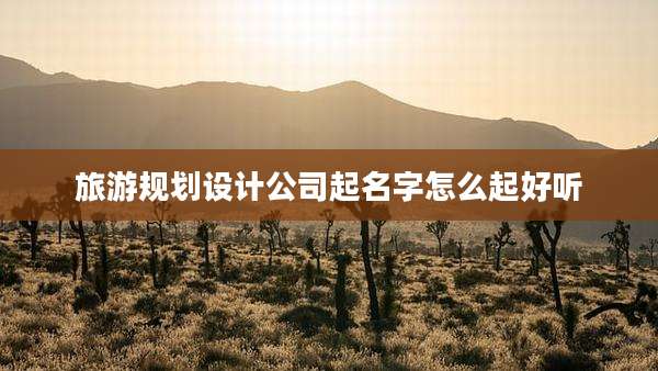 旅游规划设计公司起名字怎么起好听