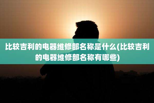 比较吉利的电器维修部名称是什么(比较吉利的电器维修部名称有哪些)
